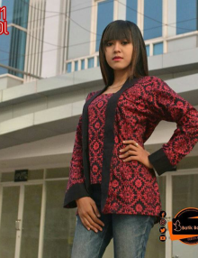 Batik BangSin : Baju BM1 160l Merah - Hitam
